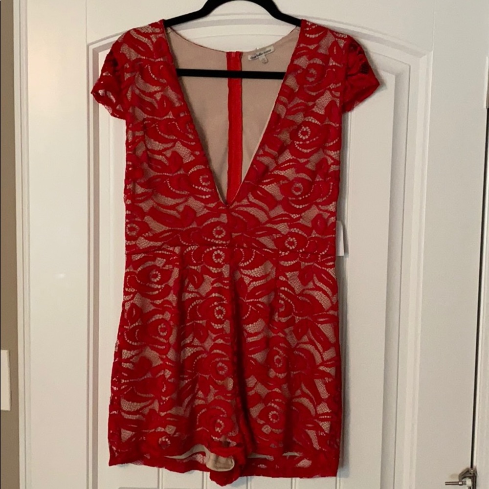 Charlotte Ruusse Red Lace Romper